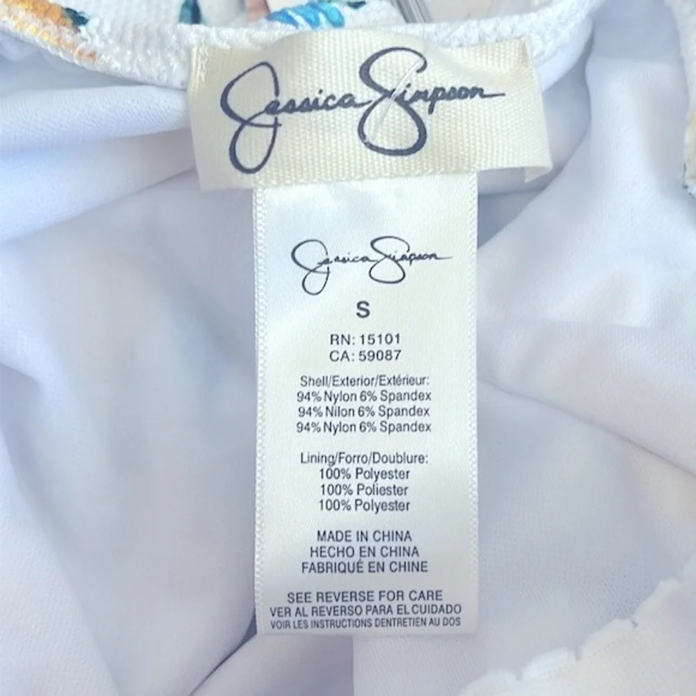Brand New Jessica Simpson Lemons Printed Tie-Waist One-Piece Swimsuit Bra Cups